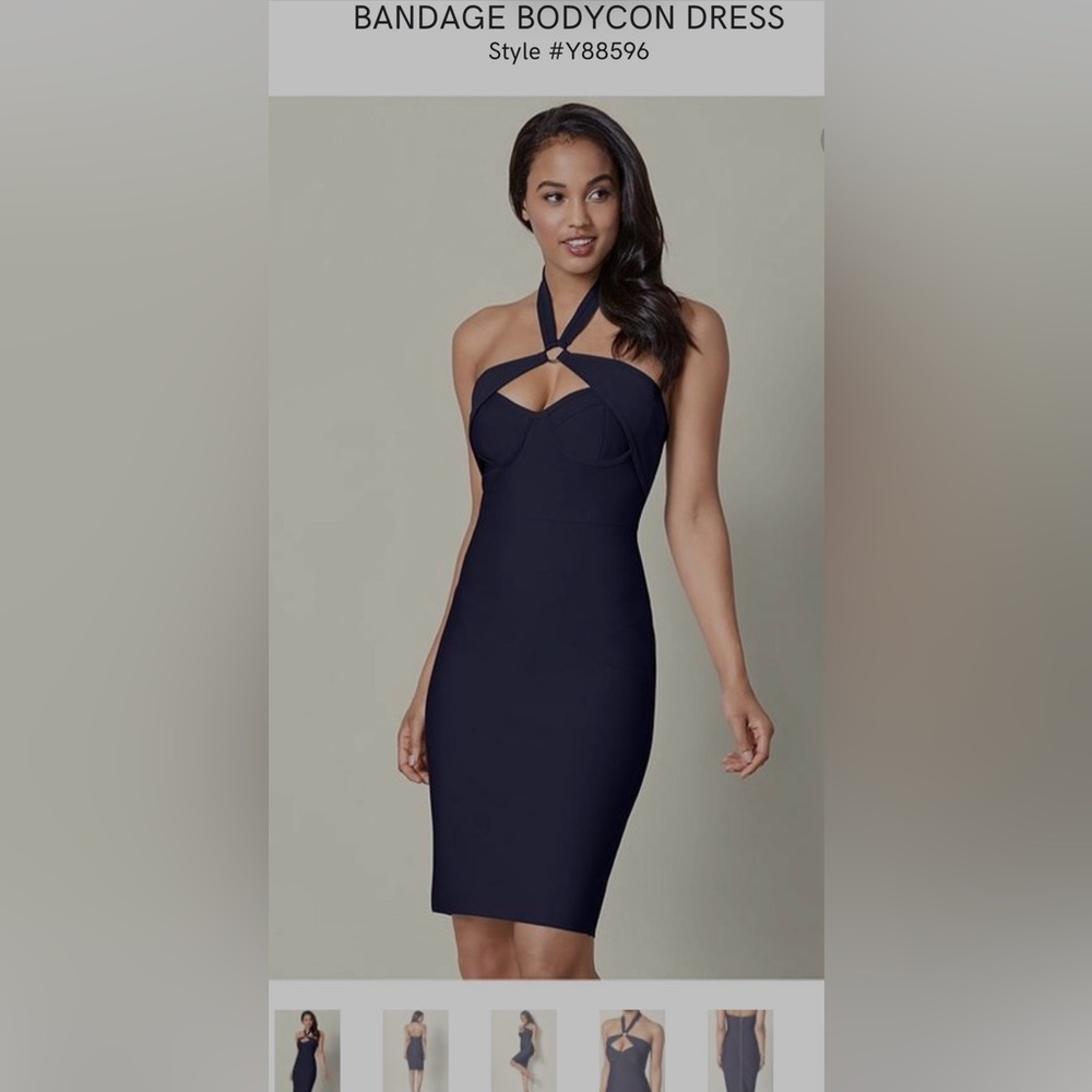 Elegant Navy Halter Dress